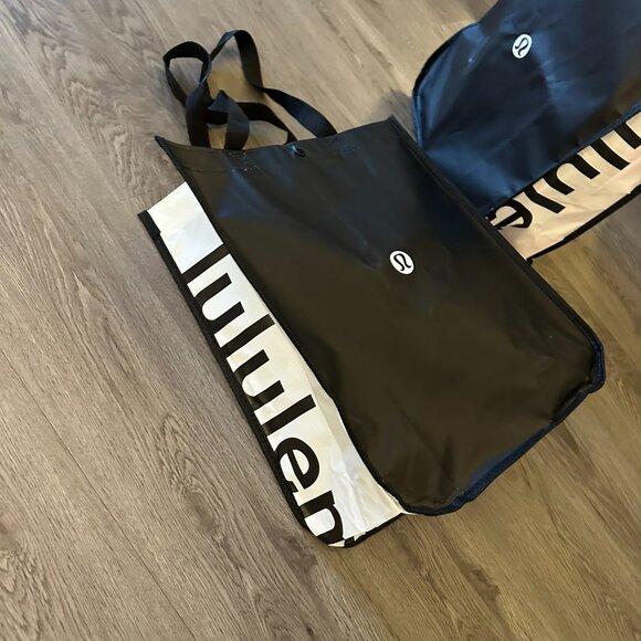 NEW Black / White Lululemon Athletica Reusable Tote Canvas Bag - Large - Picture 2 of 3